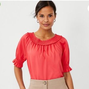 NWT Ann Taylor Smocked Neck Top Size Large